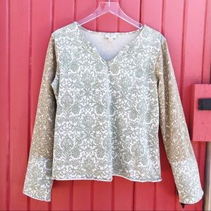 J. Jill Long Sleeve T Shirt Notched V Neck S